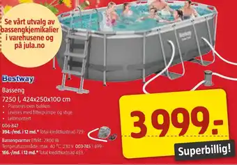 Jula Bestway Basseng 7250 L, 424x250x100 vm tilbud