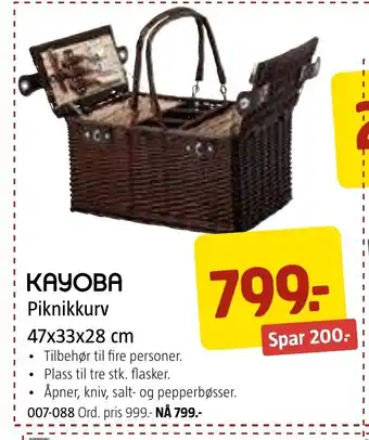 Jula KAYOBA Piknikkurv 47x33x28 cm tilbud