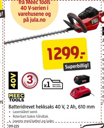 Jula Batteridrevet hekksaks 40 V, 2 Ah, 610 mm tilbud