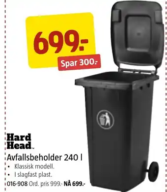 Jula Hard Head. Avfallsbeholder 240 L tilbud