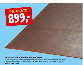 jem & fix Tilhenger renoveringsplate 12 mm tilbud