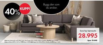 Fagmøbler Sone høy hjørnesofa tilbud