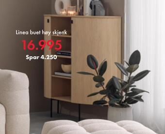 Fagmøbler Linea buet høy skjenk tilbud