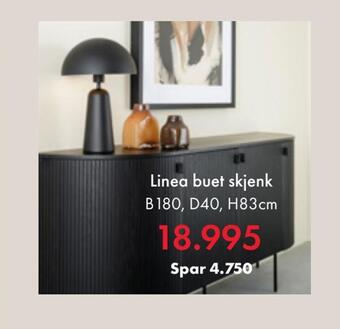 Fagmøbler Linea buet skjenk tilbud