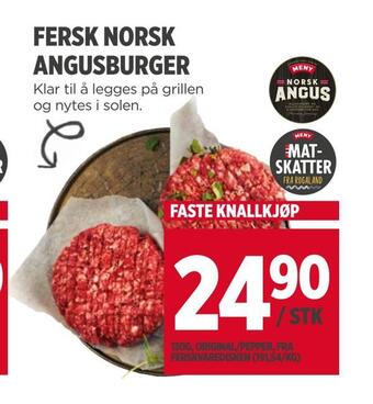 Meny Fersk norsk angusburger tilbud