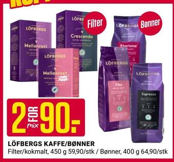 Europris Löfbergs kaffe/bønner tilbud