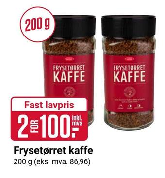 Europris Frysetørret kaffe tilbud