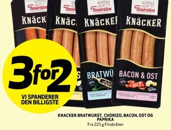 Bunnpris KNACKER BRATWURST, CHORIZO, BACON, OST OG PAPRIKA tilbud