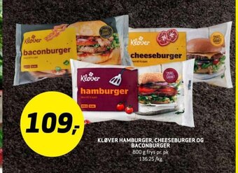 Bunnpris KLØVER HAMBURGER, CHEESEBURGER OG BACONBURGER tilbud