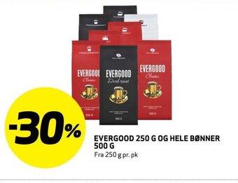 Bunnpris EVERGOOD 250 G OG HELE BØNNER 500 G tilbud