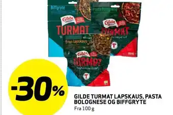 Bunnpris GILDE TURMAT LAPSKAUS, PASTA BOLOGNESE OG BIFFGRYTE tilbud