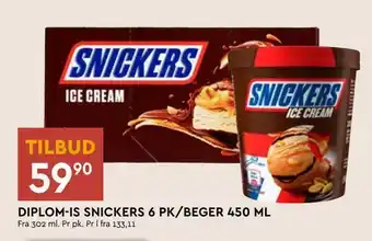 Coop Mega Diplom-is snickers 6 pk/beger 450 ml tilbud