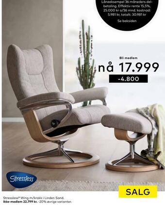 Skeidar Stressless® wing m/krakk tilbud