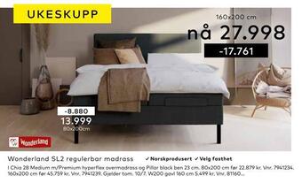 Skeidar Wonderland sl2 regulerbar madrass tilbud