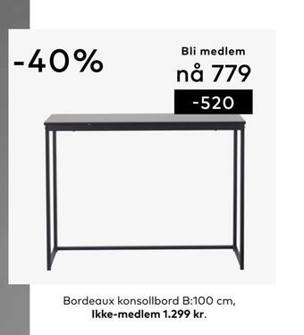 Skeidar Bordeaux konsollbord tilbud