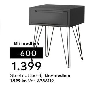 Skeidar Steel nattbord tilbud