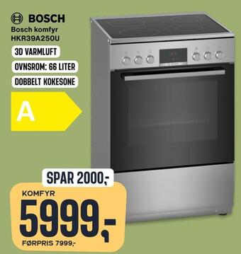 Skousen Bosch komfyr hkr39a250u tilbud