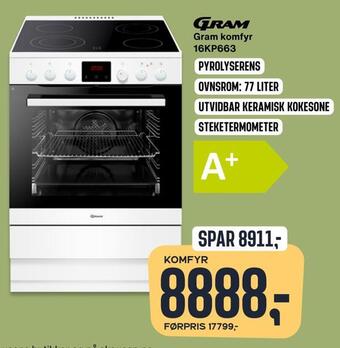 Skousen Gram komfyr 16kp663 tilbud