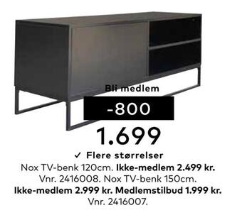 Skeidar Nox tv-benk tilbud