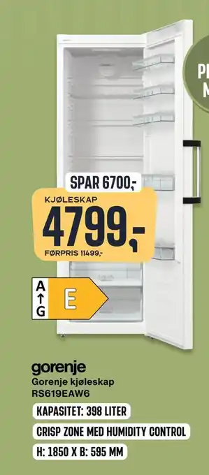 Skousen Gorenje kjøleskap rs619eaw6 tilbud