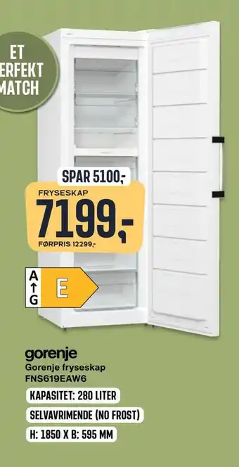 Skousen Gorenje fryseskap fns619eaw6 tilbud