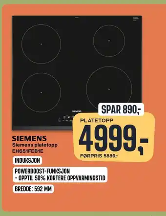 Skousen Siemens platetopp eh651feb1e tilbud