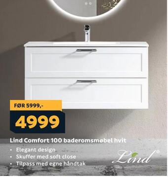 Megaflis Lind comfort 100 baderomsmøbel hvit tilbud