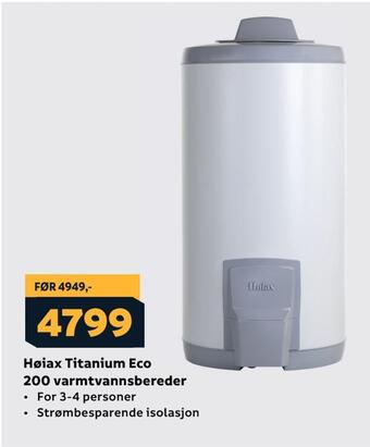 Megaflis Høiax titanium eco 200 varmtvannsbereder tilbud
