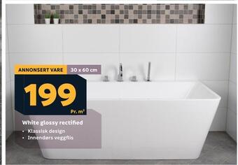 Megaflis White glossy rectified tilbud