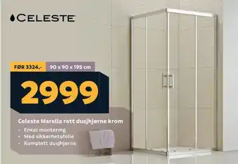 Megaflis Celeste marella rett dusjhjørne krom tilbud