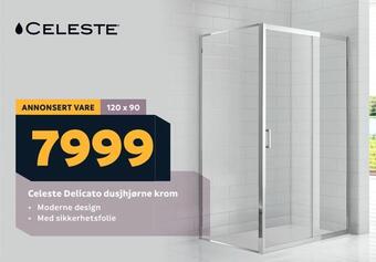 Megaflis Celeste delicato dusjhjørne krom tilbud