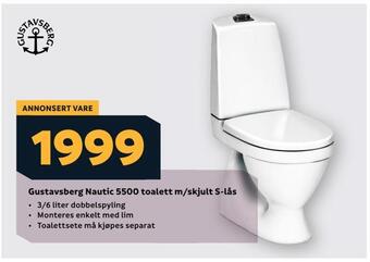 Megaflis Gustavsberg nautic 5500 toalett m/skjult s-lås tilbud