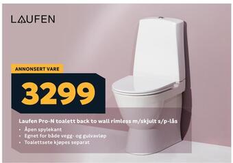 Megaflis Laufen pro-n toalett back to wall rimless m/skjult s/p-lås tilbud