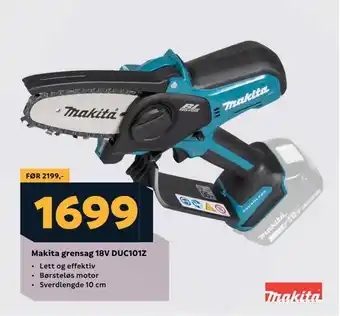 Megaflis Makita grensag 18v duc101z tilbud