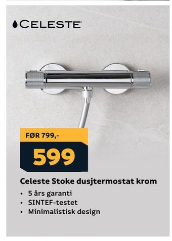 Megaflis Celeste stoke dusjtermostat krom tilbud
