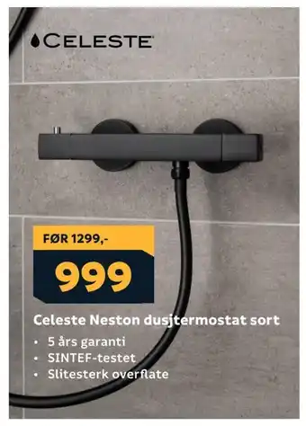 Megaflis Celeste neston dusjtermostat sort tilbud