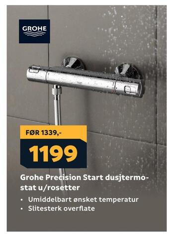 Megaflis Grohe precision start dusjtermostat u/rosetter tilbud