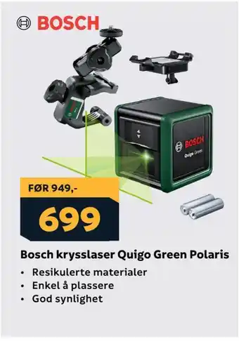 Megaflis Bosch krysslaser quigo green polaris tilbud