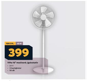 Megaflis Vifte 16 med bord-/gulvstativ tilbud