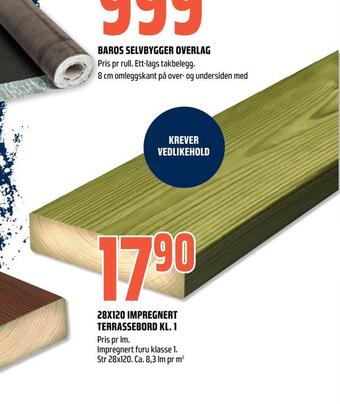 Coop Obs 28x120 impregnert terrassebord kl. 1 tilbud