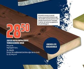 Coop Obs 28x120 royalimpregnert terrassebord brun tilbud