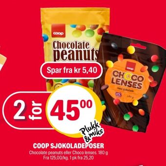 Coop Extra Chocolate peanuts sjokoladepastiller tilbud