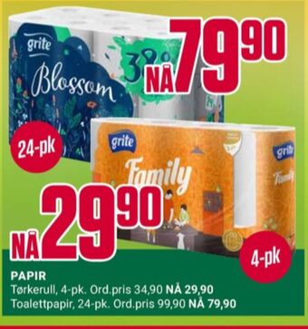 Europris Grite toalettpapir tilbud