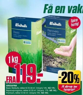 Europris Weibulls gressfrø tilbud