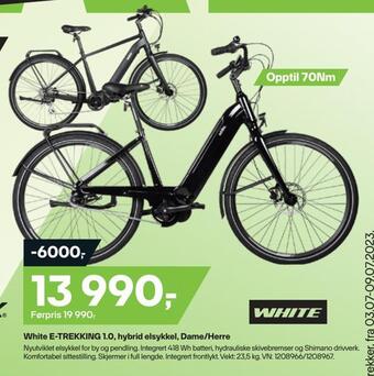 XXL Sport White e-trekking 1,0, hybrid elsykkel, dame/herre tilbud