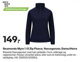 XXL Sport Neomondo myre 1 /2 zip fleece, fleecegenser, dame/herre tilbud