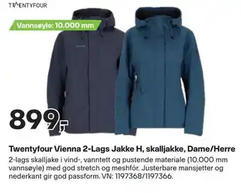 XXL Sport Twentyfour vienna 2-lags jakke h, skalljakke, dame/herre tilbud