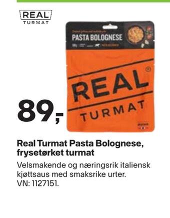 XXL Sport Real turmat pasta bolognese, frysetørket turmat tilbud