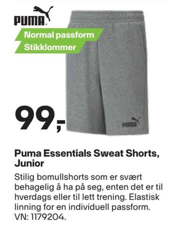 XXL Sport Puma essentials sweat shorts, junior tilbud