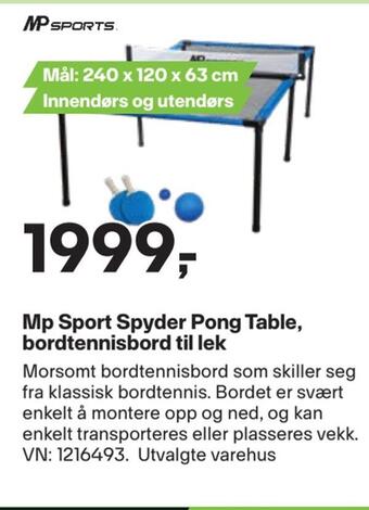 XXL Sport Mp sport spyder pong table, bordtennisbord til lek tilbud